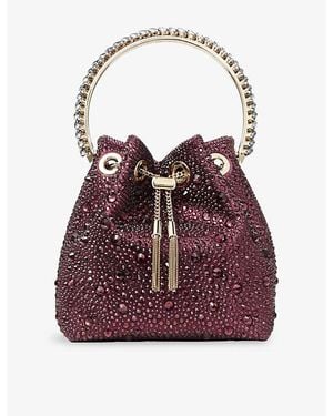 Jimmy Choo Bon Bon Crystal Satin Bucket Bag - Red