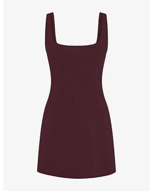 Skims Scoop-Neckline Cotton-Jersey Mini Dress - Red
