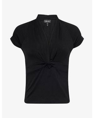 ME+EM Twist-Neck Jersey Top - Black