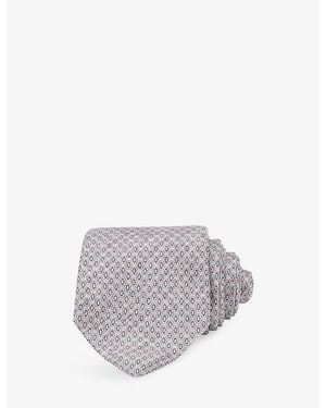 Reiss Emilio Geometric-Print Silk Tie - Gray