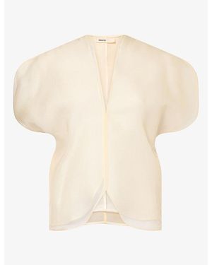 KHAITE Briar Sheer Silk Blouse - Natural