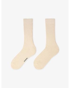 Sandro Ribbed Logo-Print Silk-Blend Socks - White
