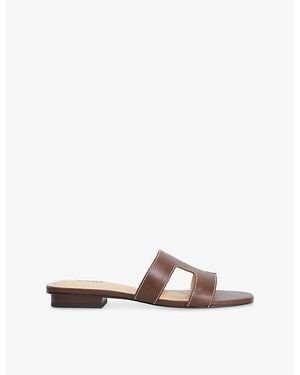 Dune Loupe Smart Slider Leather Sandals - Brown