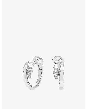 BVLGARI Serpenti Viper 18Ct And 0.18Ct Diamond Hoop Earrings - White