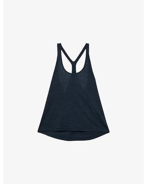 Reiss Lidie Racer-Back Linen Vest - Blue