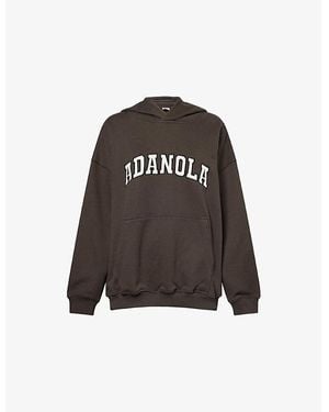 ADANOLA Varsity Oversized Cotton Hoody - Brown