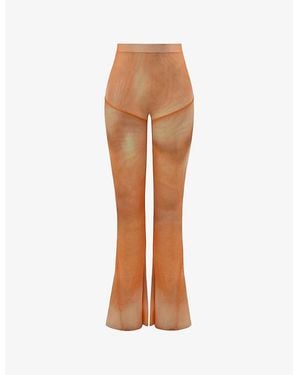 Mistress Rocks Ombre-Print Flared-Leg Stretch-Mesh Trousers - Brown
