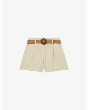 Reiss Matilda Belted-Waist Linen-Blend Shorts - Natural