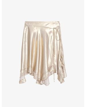Zadig & Voltaire Jetos Asymmetric-Hem Satin Mini Skirt - Natural