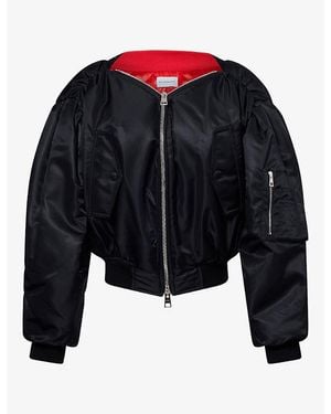 Givenchy Off-Shoulder Nylon Bomber Jacket - Black