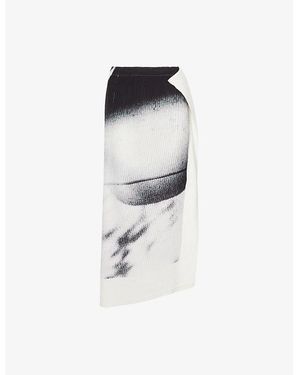 Issey Miyake Study Pleats Asymmetric Knitted Midi Skirt - White