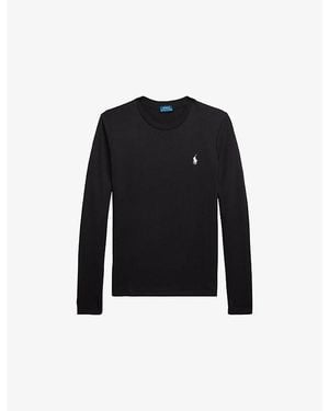Polo Ralph Lauren Logo-Embroidered Long-Sleeve Cotton Top - Black