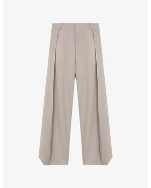 Loewe Layered-Panel Wide-Leg High-Rise Wool-Blend Trousers - Grey