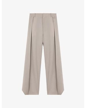 Loewe Layered-Panel Wide-Leg High-Rise Wool-Blend Trousers - Grey
