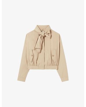 Claudie Pierlot Short Tie-Neck Cotton Trench - Natural