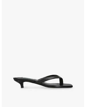 TOTEME Square-Toe Leather Heeled Flip Flops - Black