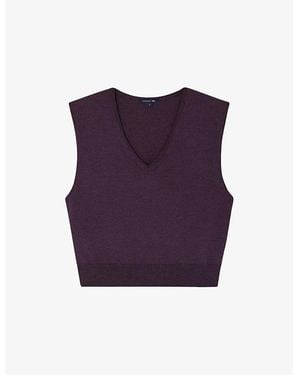 Soeur Sonia Sleeveless V-Neck Merino-Wool Sweater - Purple