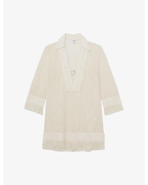 Reiss Fabienne Crochet Beach Dress - Natural