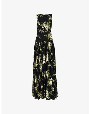 Reformation Camella Floral Woven Midi Dress - Black