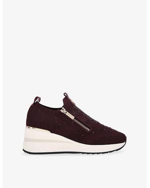 Carvela Kurt Geiger High Rise Zip Knitted Sneakers - Brown