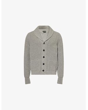 Tom Ford Shawl Ribbed Cashmere-Knit Cardigan - Gray