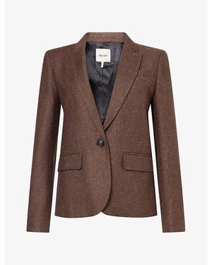 ME+EM Flecked Single-Breasted Woven Blazer - Brown