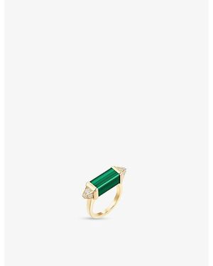 Cartier Les Berlingots De 18Ct-, 0.33Ct Brilliant-Cut Diamond And Malachite Cocktail Ring - White