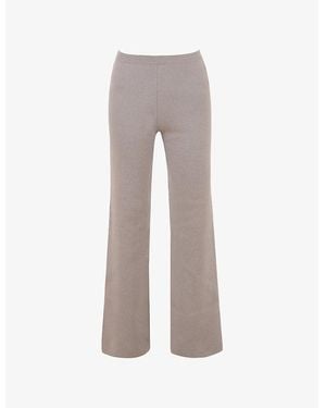 House Of Cb Hunter Straight-Leg Cotton-Blend Knitted Trousers - Grey