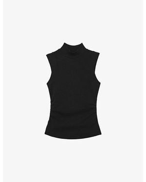 Reiss Simone High-Neck Stretch-Cotton Vest - Black