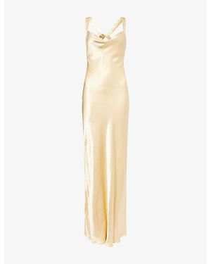 Bec & Bridge Gia Halterneck Satin Maxi Dress - Metallic