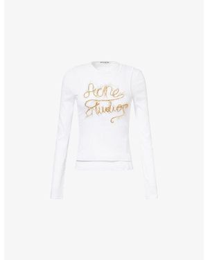 Acne Studios Embroidered-Logo Overlay Stretch-Cotton Top - White