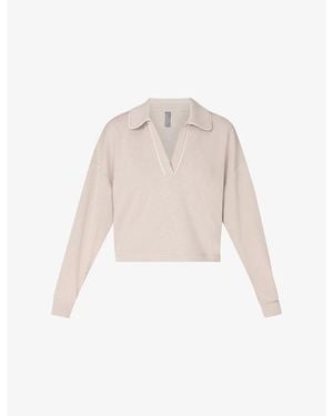 Sweaty Betty Sand Wash Cropped Stretch-Woven Sweatshirt - Natural