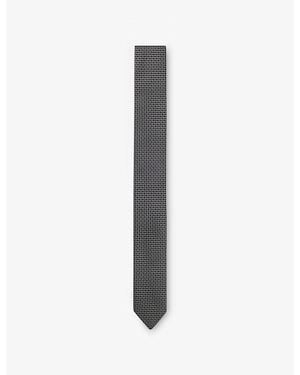 HUGO Jacquard-Pattern Silk Tie - White