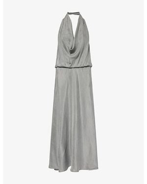 Dissh Adele Cowl-Neck Cupro-Blend Midi Dress - Grey
