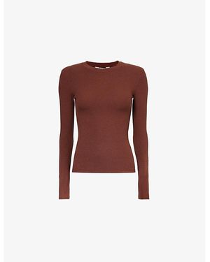THE NAP CO Ribbed Long-Sleeves Stretch-Woven T-Shirt - Red