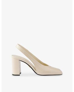 Prada Patent Leather Heeled Slingback Courts - White