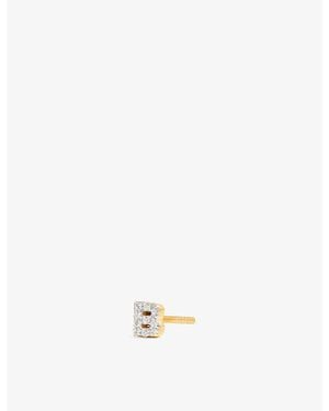 Missoma Pavé Initial B 18Ct Vermeil And Cubic Zirconia Single Stud Earring - White