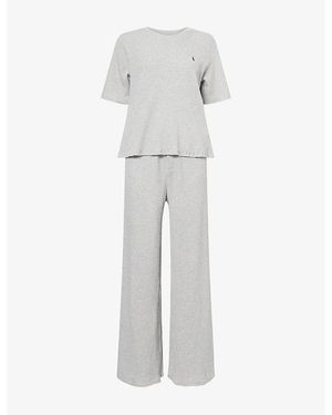 Polo Ralph Lauren Short-Sleeve Waffle Cotton-Jersey Pyjama Set - White