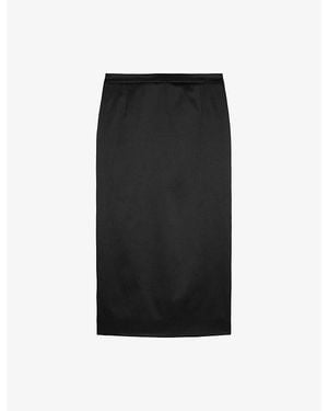 The Kooples High-Rise Satin Pencil Skirt - Black