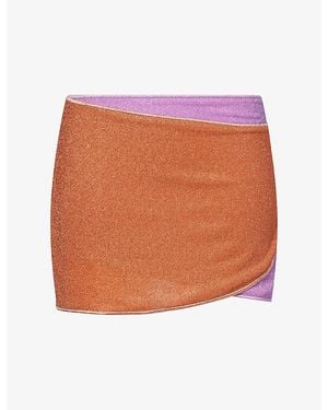 Oséree Lumiere Double Stretch-Woven Mini Skirt - Orange
