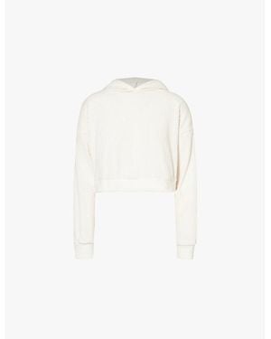 Alo Yoga Muse Cropped Stretch-Jersey Hoody - White