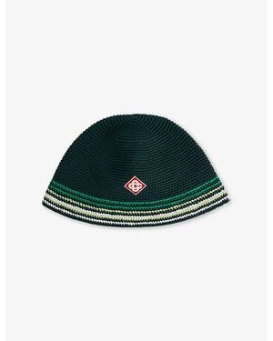 CASABLANCA Striped Crochet Bucket Hat - Green