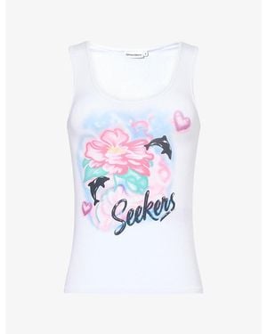 Sisters & Seekers Bubba Graphic-Print Stretch-Jersey Top - White