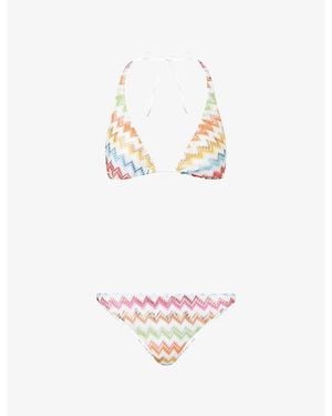 Missoni Micro Zig-Zag Pattern Bikini Set - White