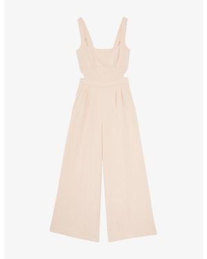Reiss Dion Wide-Leg Woven Jumpsuit - Natural