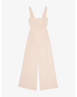 Reiss Dion Wide-Leg Woven Jumpsuit - Natural