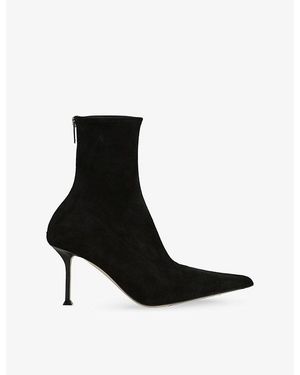 Christen Helix Suede Heeled Ankle Boots - Black