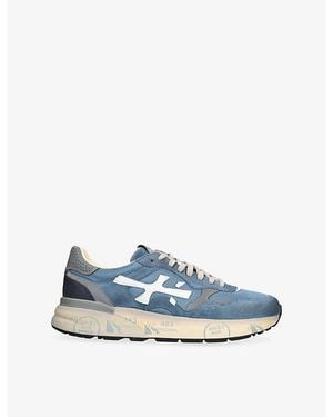 Premiata Mick Suede And Woven Trainers - Blue