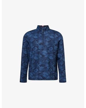 G/FORE Camo-Print Quarter-Zip Jersey Top - Blue