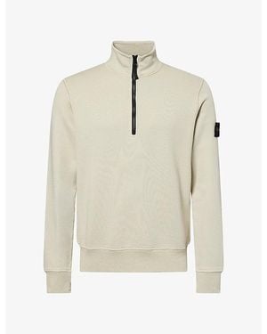 Stone Island Logo-Patch Half-Zip Cotton Sweatshirt - White